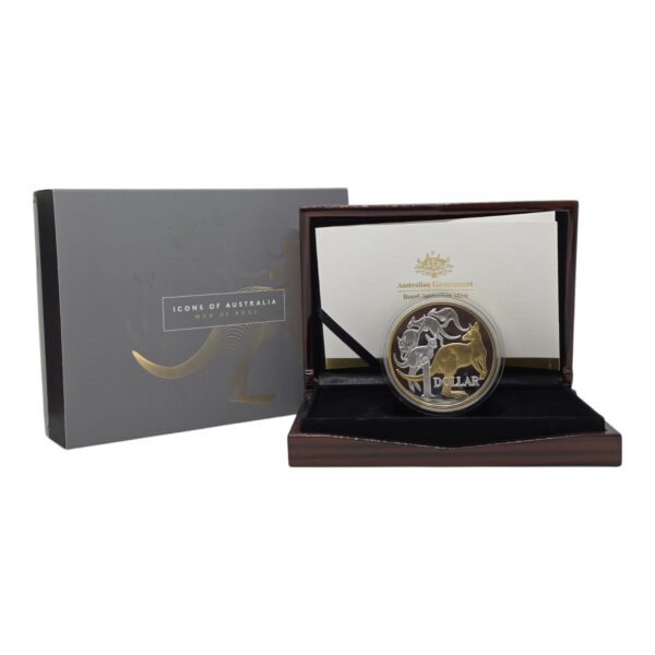 2020 Icons of Australia -  Mob of Roos - $1 Silver Proof Selectively Gold Plated 5oz Coin