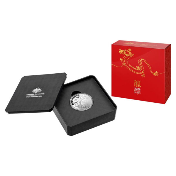 2024 $5 Fine Silver Proof Domed Coin – Year of the Dragon - Image 3