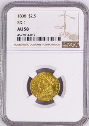 1808 CAPPED BUST $2.5 AU58