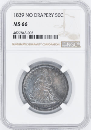 1839 LIBERTY SEATED 50C, NO DRAPERY MS66