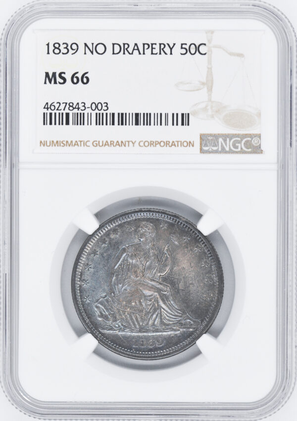 1839 LIBERTY SEATED 50C, NO DRAPERY MS66