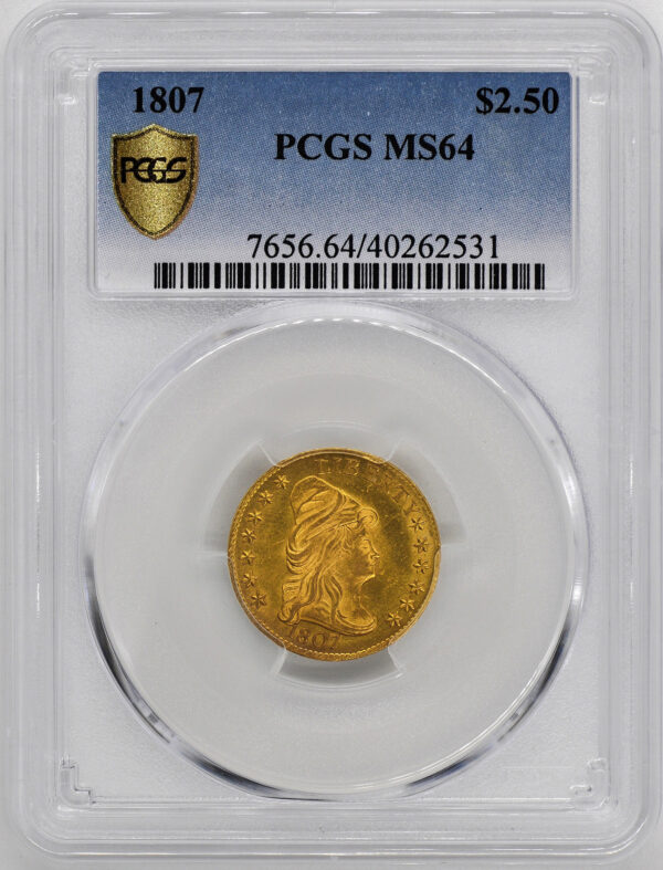 1807 DRAPED BUST $2.5 MS64