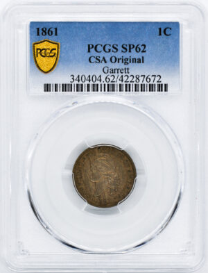 1861 CONFEDERATE 1C, COPPER 1C MS62