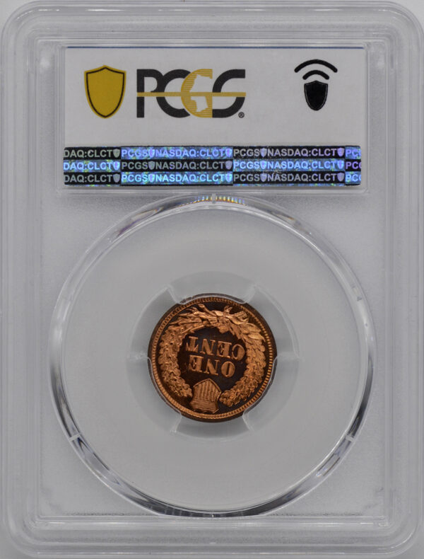 1864 INDIAN BRONZE 1C, L ON RIBBON PR65 Red - Image 4
