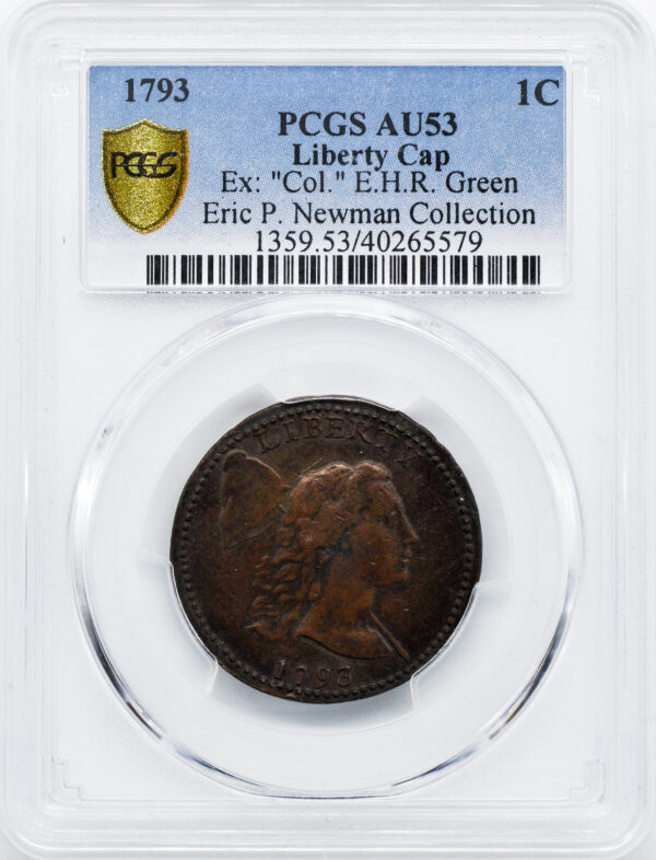 1793 LIBERTY CAP 1C, LIBERTY CAP AU53 Brown