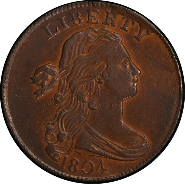 1804 DRAPED BUST 1C MS55 Brown - Image 3