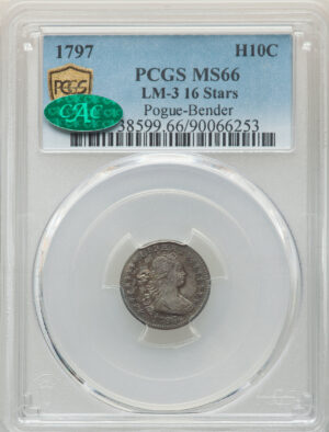 1797 DRAPED BUST H10C, 16 STARS MS66