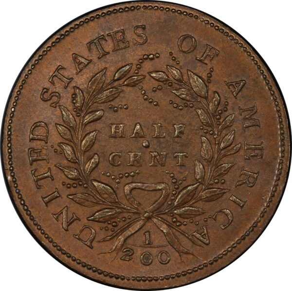 1793 LIBERTY CAP 1/2, TYPE 1 FACING LEFT MS65 Brown - Image 2