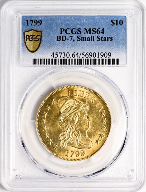 1799 DRAPED BUST $10, SMALL STARS OBVERSE MS64