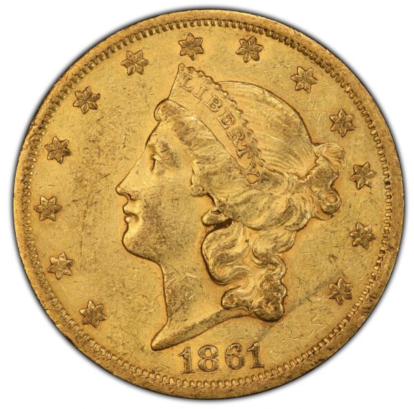 1861-S LIBERTY HEAD $20, PAQUET AU55 - Image 3