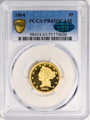 1864 LIBERTY $5 PR65 Deep Cameo