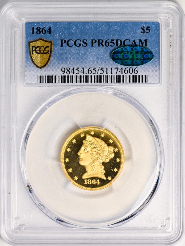 1864 LIBERTY $5 PR65 Deep Cameo