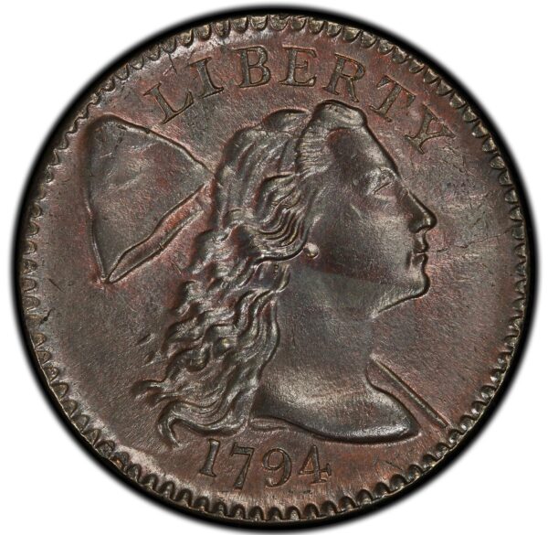 1794 FLOWING HAIR LARGE 1C, HEAD OF 1794, LIBERTY CAP, DEN MS65+ Red Brown - Image 3