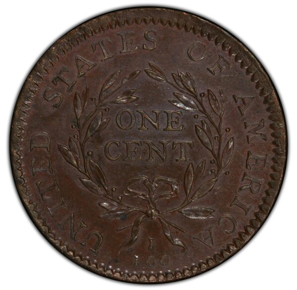 1794 FLOWING HAIR LARGE 1C, NO FRACTION BAR MS65 Brown - Image 2