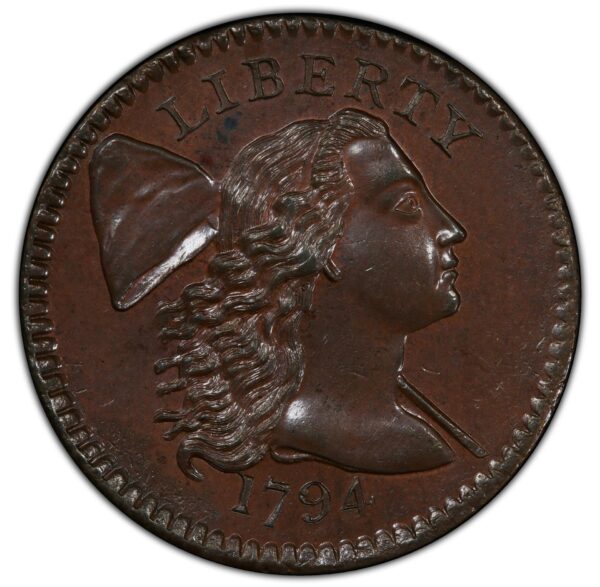 1794 FLOWING HAIR LARGE 1C, NO FRACTION BAR MS65 Brown - Image 3