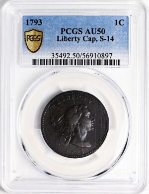 1793 LIBERTY CAP 1C, BEADED BORDER AU50 Brown