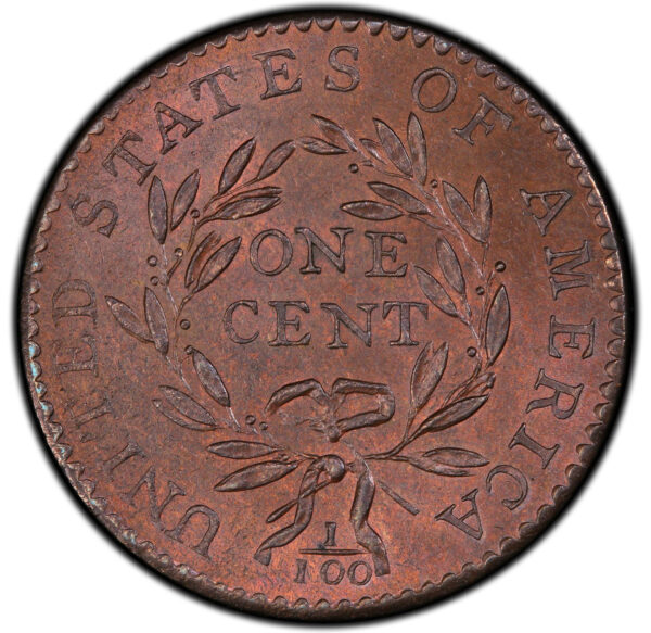 1794 FLOWING HAIR LARGE 1C, HEAD OF 1794, LIBERTY CAP, DEN MS65 Red Brown - Image 2