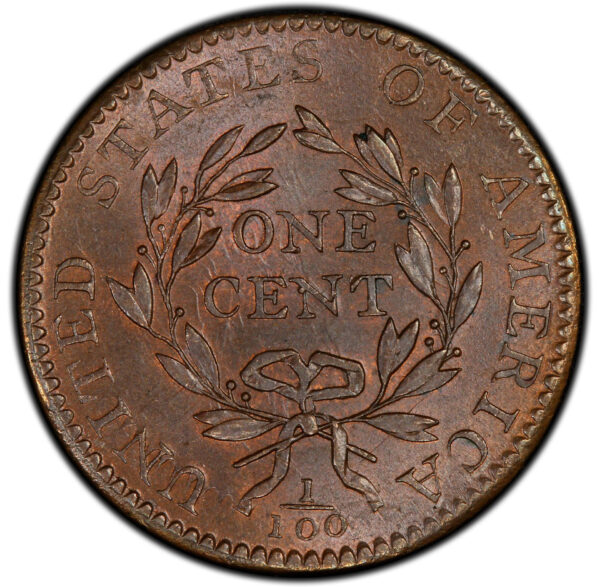 1794 FLOWING HAIR LARGE 1C, HEAD OF 1794, LIBERTY CAP, DEN MS65 Red Brown - Image 2