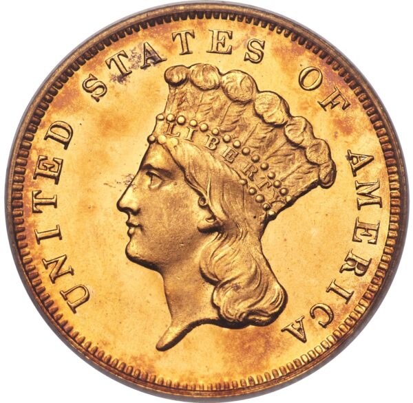 1876 INDIAN PRINCESS $3 PR65 Deep Cameo - Image 3
