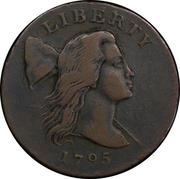 1795 FLOWING HAIR LARGE 1C, JEFF, PLAIN EDGE VF30 Brown - Image 3