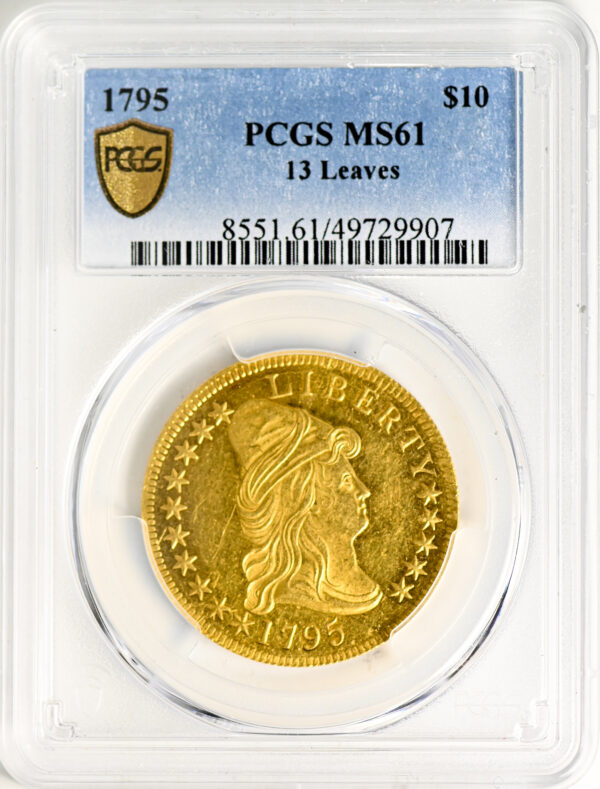 1795 DRAPED BUST $10, 13 LEAVES, SMALL EAGLE MS61