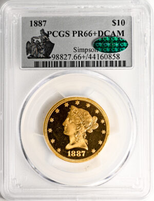 1887 LIBERTY HEAD $10 PR66+ Deep Cameo