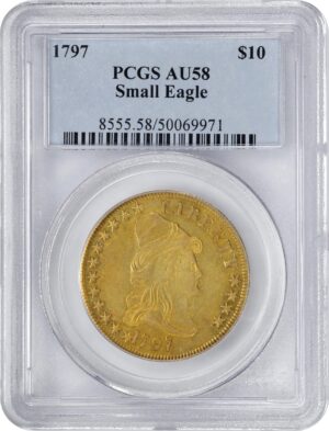 1797 DRAPED BUST $10, SMALL EAGLE AU58