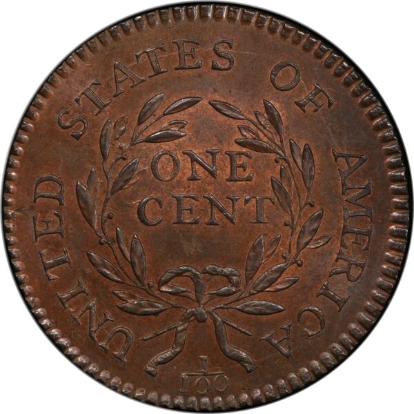 1795 FLOWING HAIR LARGE 1C, LETTERED EDGE MS65+ Red Brown - Image 3