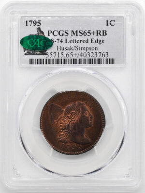 1795 FLOWING HAIR LARGE 1C, LETTERED EDGE MS65+ Red Brown