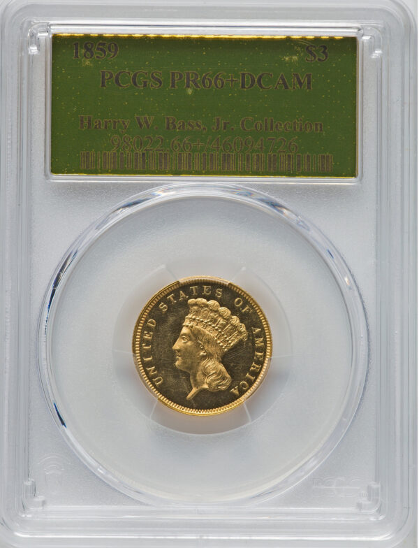1859 INDIAN PRINCESS $3 PR66+ Deep Cameo