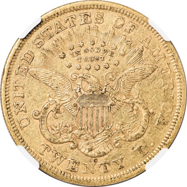1870-CC LIBERTY HEAD $20 AU53 - Image 2