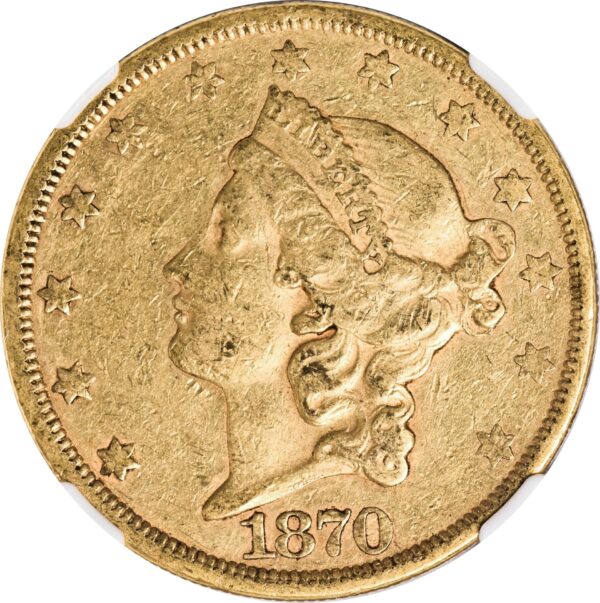 1870-CC LIBERTY HEAD $20 AU53 - Image 3