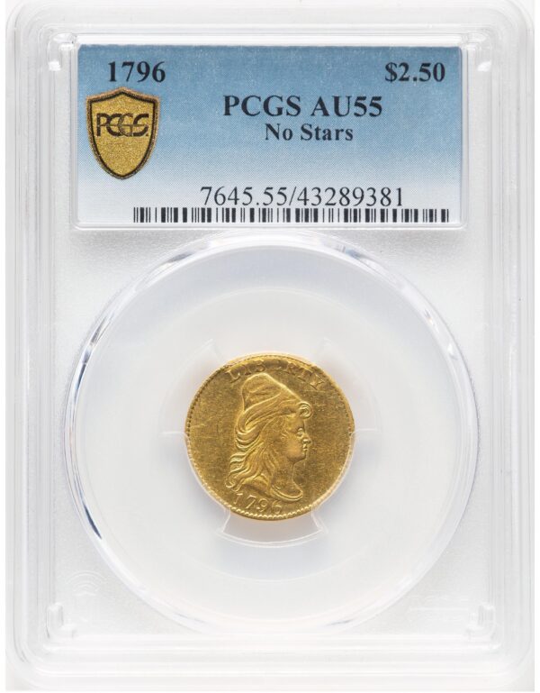 1796 DRAPED BUST $2.5, NO STARS AU55
