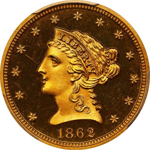 1862 LIBERTY HEAD $2.5 PR65 Deep Cameo - Image 3