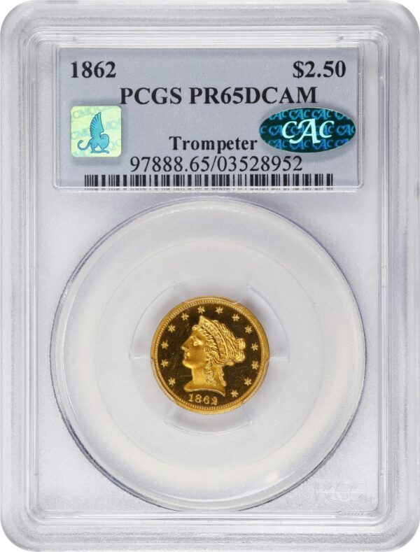 1862 LIBERTY HEAD $2.5 PR65 Deep Cameo - Image 4
