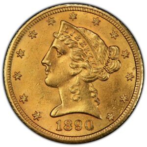 1890-CC $5 Liberty Gold PCGS