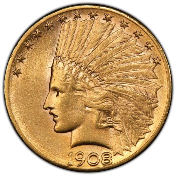 1908-D MOTTO $10 Indian Gold MS PCGS