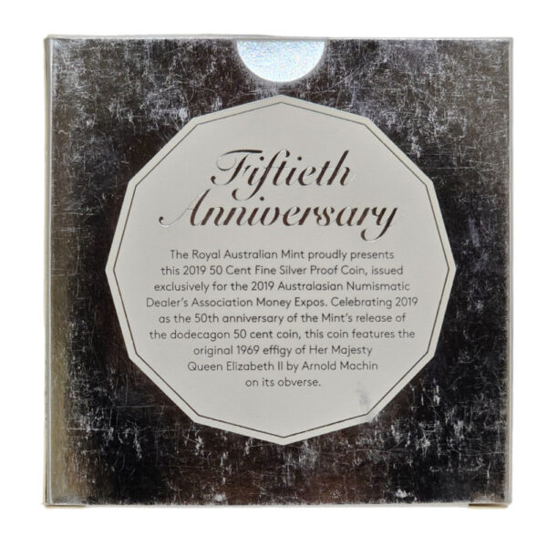 2019 50th Anniversary of the 50 Cent Coin - Silver Proof 50c Coin - Image 5