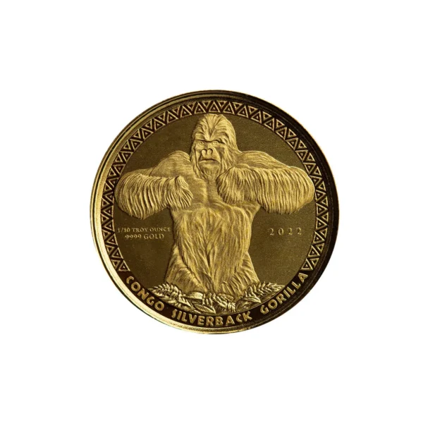 2022 Congo Silverback Gorilla 1/10th oz Gold Coin