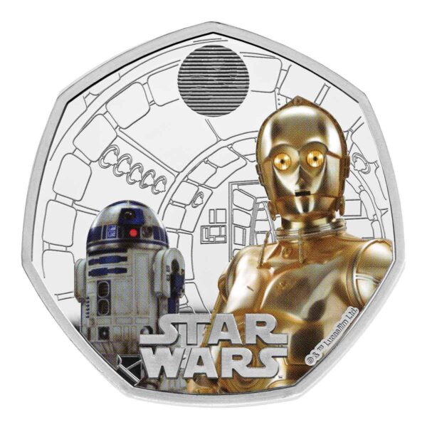 2023 Star Wars - R2-D2 and C-3PO UK 50p Silver Proof Colour Coin