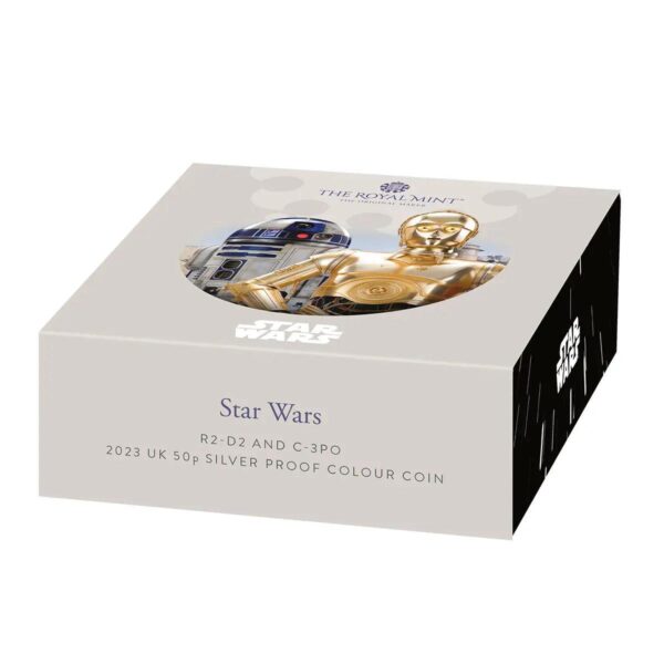 2023 Star Wars - R2-D2 and C-3PO UK 50p Silver Proof Colour Coin - Image 4
