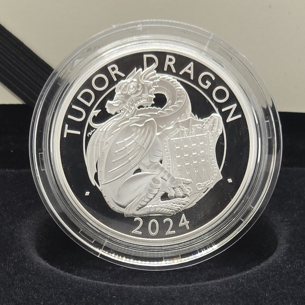 2024 The Royal Tudor Beasts The Tudor Dragon UK 1oz Silver Proof Coin - Image 2