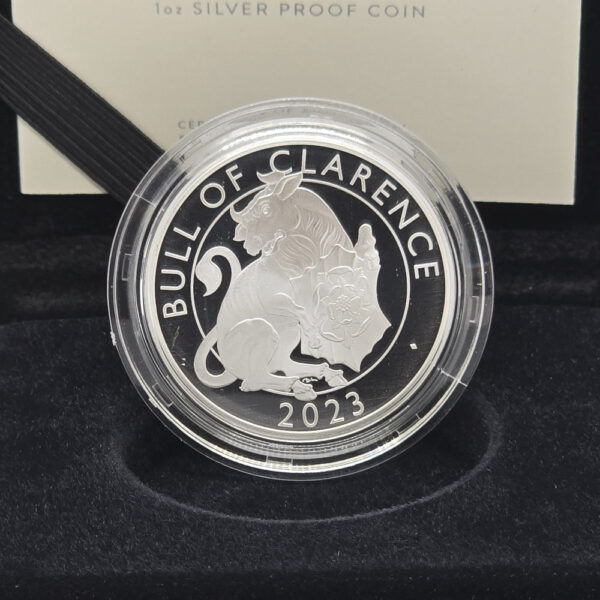 2023 The Royal Tudor Beasts The Bull Of Clarence UK 1oz Silver Proof Coin - Image 2