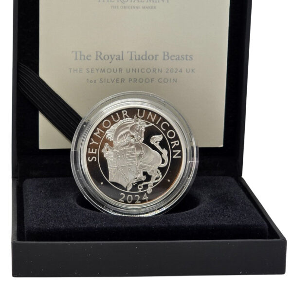 2024 The Royal Tudor Beasts The Seymour Unicorn UK 1oz Silver Proof Coin - Image 2