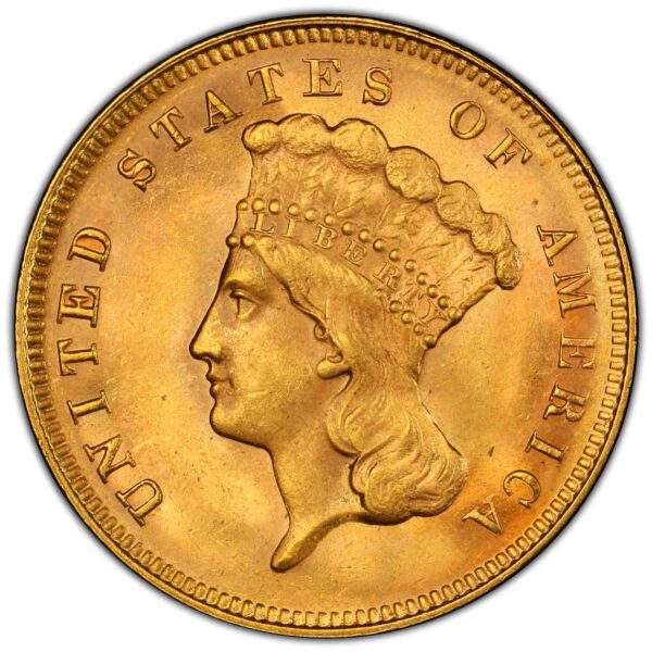 1861 $3 Indian Gold AU PCGS