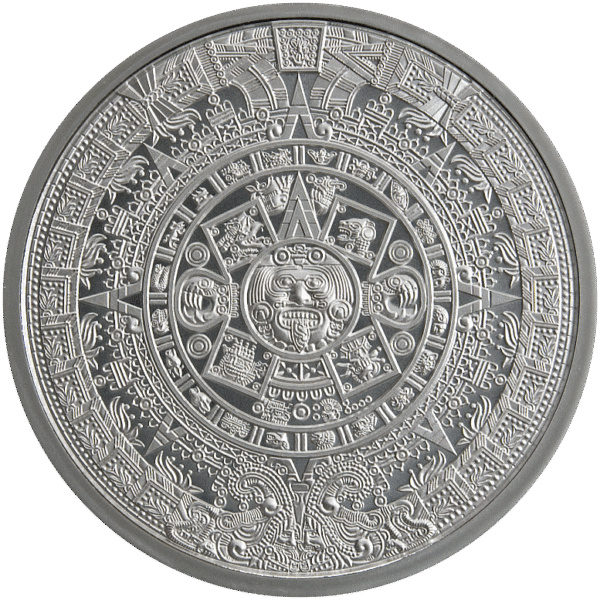 2 oz Silver Round Aztec Calendar BU