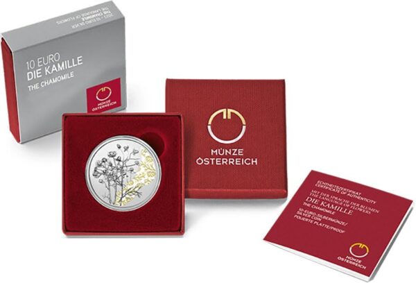 2023 1/2oz Austria The Language of Flowers Series - The Chamomile - 10 Euro Silver Proof Coin - Image 3