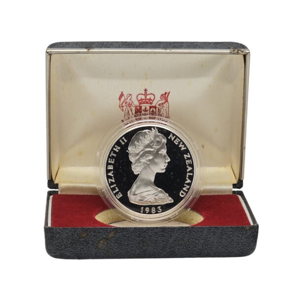 1983 New Zealand $1 Silver Proof Coin - 50th anniversary of New Zealand coinage - Image 2