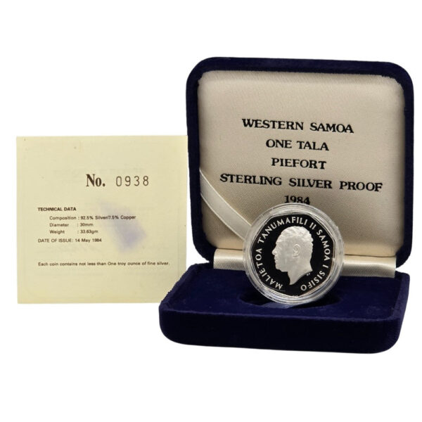 1984 Samoa - 1 Tala Silver Proof Piedfort Coin - Image 2