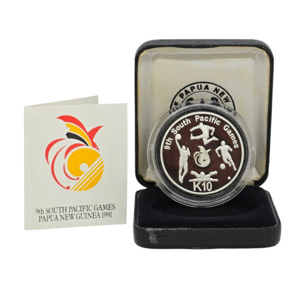 1991 Papua New Guinea - 10 Kina Silver Proof Coin - IX South Pacific Games - Image 2